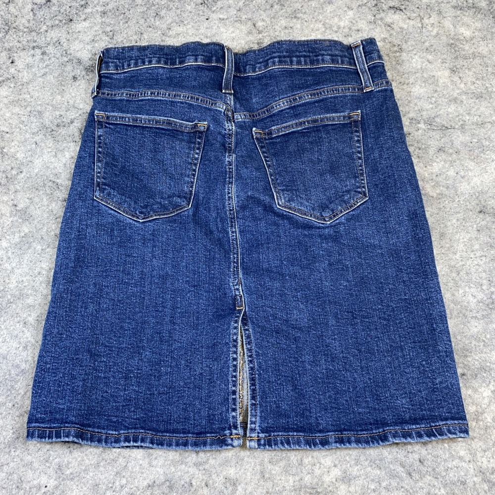 J. Crew Skirt Women's 10 Blue Denim Midi Pencil Jean Preppy Nautical Back Slit